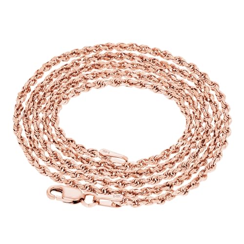 Nuragold 14k Real Rose Gold 1.8mm Rope Chain Diamond Cut Necklace (16"-30") - 24"