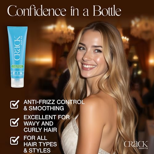 Crack Hair Fix Air Dry Cream - Multi-Tasking, Anti-Frizz, Leave-In Styling Balm with Protection from Humidity, Chlorine, Heat Treatments & Sun, 3 oz
