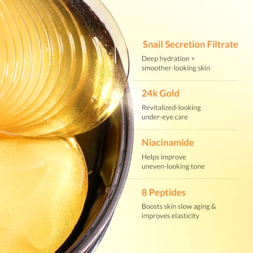 MIZON 24K Gold Snail Mucin Under Eye Patches, 60 Hydrogel Eye Masks