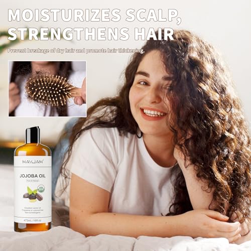 MAYJAM Organic Jojoba Oil for Skin, Hair, Face, Nails Care, USDA Certified