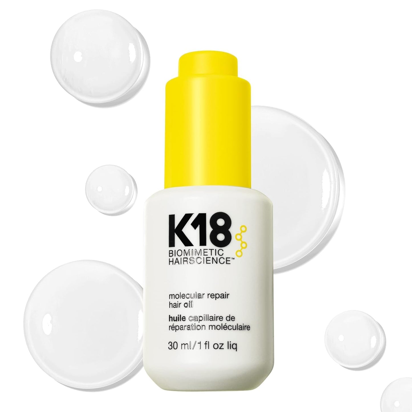 K18 Molecular Repair Hair Oil, Weightless Oil for Stronger, Healthier Hair, Suitable For All Hair Types, 1.01 Fl Oz