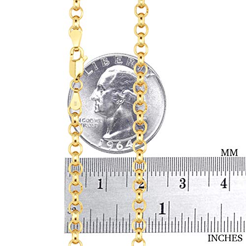 Nuragold 10k Real Yellow Gold Cable 4mm Rolo Circle LInk Chain Necklace - 18"