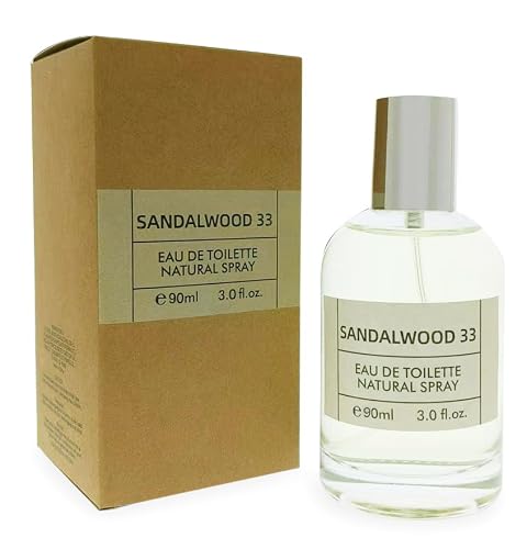 Sandal Wood 33 Spray Perfume for Men and Women – Unisex Eau de Toilette Woody Spicy Leather Scent 90ml/3.0 fl.oz
