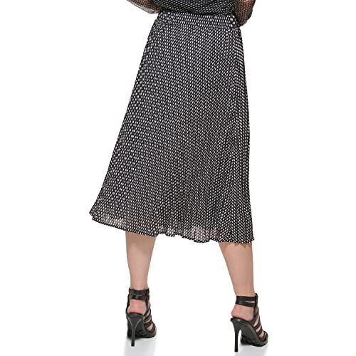 DKNY Women's Logo Waistband Easy Printed Sportswear Skirt, BLK/Ivry Combo