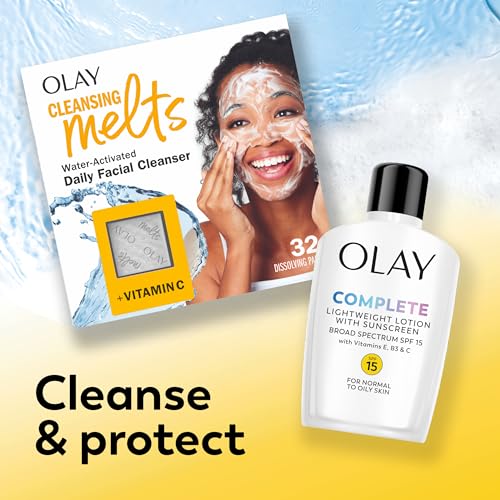 Olay Face Moisturizer, Complete with Sunscreen SPF 15, Daily Facial Lotion for Normal Skin, Lightweight Hydrating Broad Spectrum Sun Protection - Vitamin C, E, and Niacinamide - 6 Oz 2 Pack