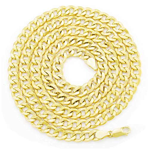 Nuragold 10k Real Yellow Gold Cuban Curb Link 6.5mm Chain Necklace, 16"-30" - 24"