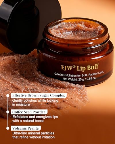 Triple-Action Lip Scrub - Brown Sugar, Coffee & Pearlite Exfoliator - Infused with Coconut & Botanical Oils for Nourishing Care of Dry, Cracked Lips - Vegan, Cruelty-Free