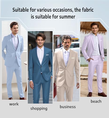 Men Suits Two Piece Tencel Linen Slim Fit Summer Navy Grooms Wedding Prom Dress Tuxedo Suits for Men Blazer Pants Set S