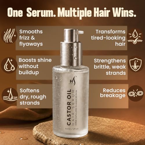 HerStyler Castor Oil Hair Serum - with Argan Oil, Vitamin E, Aloe -2 Fl Oz