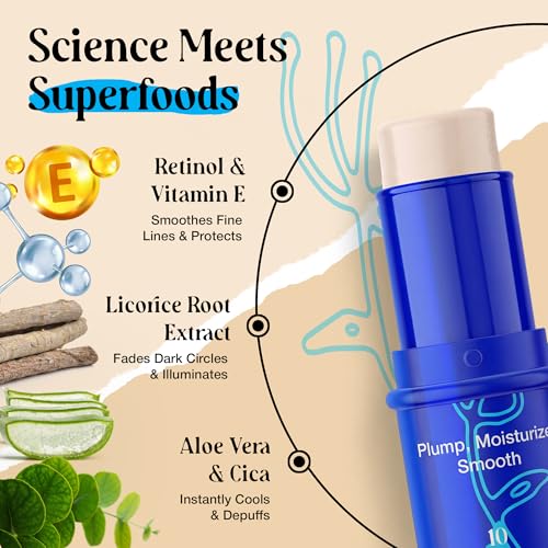 2 Pk 20g Under Eye Balm Stick Hydrating | 0.7 Oz Moisturizing Under Eye Brightener Stick w/Retinol, Aloe Vera, Vit E | Plumps, Hydrates & Reduces Dark Circles & Puffiness | Multipurpose Undereye Balm