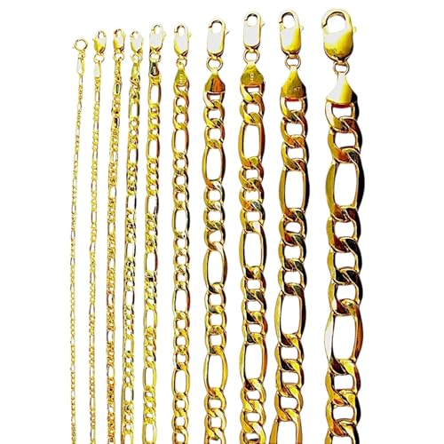 14K Yellow Gold Figaro Necklace Bracelet Chain Italian Men Women Jewelry 5.4g | 3.5mm | 28 Inches | MADE IN ITALY