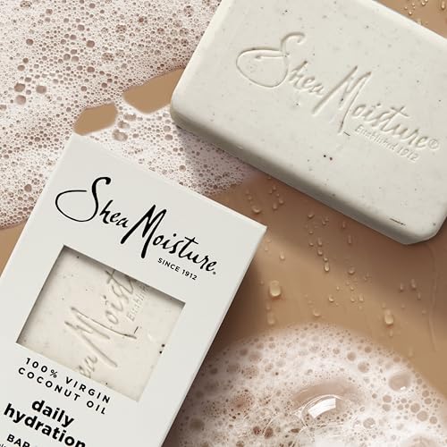 Shea Moisture Bar Soap, Daily Hydration 12-Pack – 24H Moisturizing Body Soap for Dry Skin with 100% Virgin Coconut Oil, 8 Oz Ea