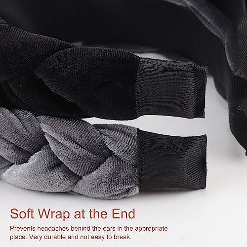 DRESHOW Braided Headbands for Women Velvet Hair Hoop Elastic Criss Cross Hair Bands Accessories