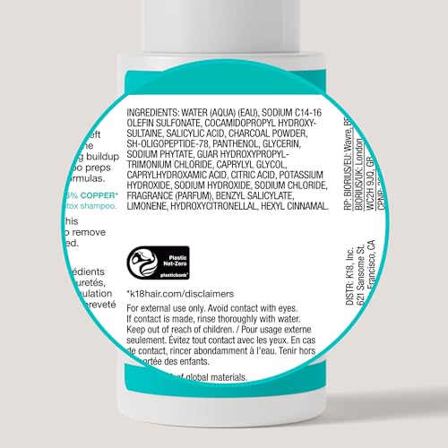 K18 Peptide Prep Detox Shampoo - Color Safe Clarifying Shampoo for Build Up Removal - Gently Removes Dirt, Oil + Metals from Hard Water with Activated Charcoal + Salicylic Acid (8.5 Fl oz)