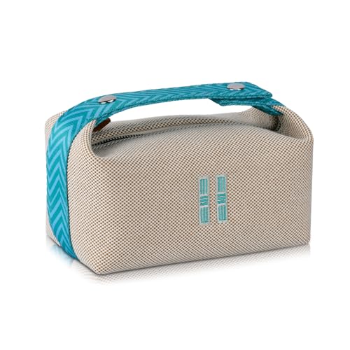 Sluxa NEW Makeup Bag - Her Inspired, Stylish, Lightweight, and Practical,Luxury Craft Travel Toiletry Bag for Daily Use & Travel Essentials, Easy Carry & Neat Storage (Beige)