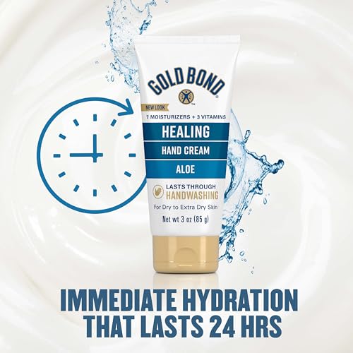 Gold Bond Healing Hand Cream with Aloe, Rich Moisturizer for Dry to Extra Dry Skin, Hydration that Lasts Through Handwashing, Non-Greasy, Dermatologist Tested, Light Scent, 3 Oz On-The-Go Tube