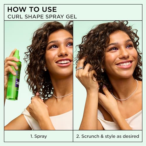 Garnier Fructis Style Curl Shape Defining Spray Hair Gel, Strong Hold Frizz Control for Curly, Wavy, and Coily Hair, Nourishing Formula, 8.5 fl oz, 3 Count (Packaging May Vary)