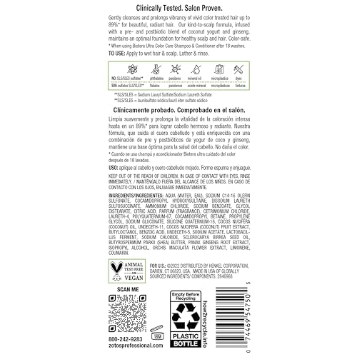 Biotera Ultra Color Care Shampoo for Vivid Color-Treated Hair - Protects & Extends Vibrancy with Coconut & Orchid Extract, Enhances Shine & Softness, Sulfate-Free, Vegan, 32 Fl Oz