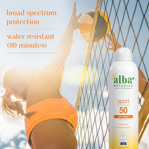 Alba Botanica Sport Sunscreen Spray for Face and Body, SPF 50, 5 fl oz Bottle