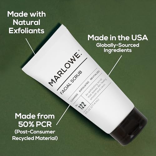 MARLOWE. Facial Scrub for Men, Gentle Face Exfoliator, 6 oz