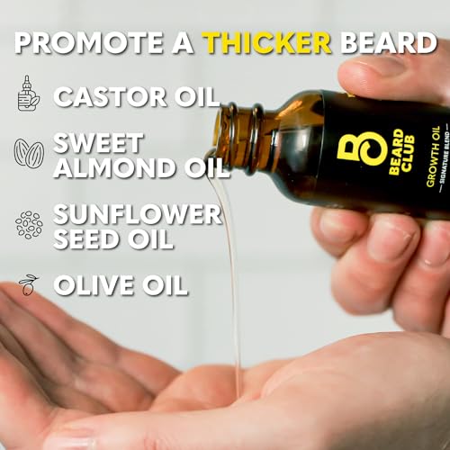 The Beard Club - Beard Growth Oil with Natural Castor & Avocado to Grow Thicker, Fuller Facial Hair, Fill in Patches and Stimulate Healthier Facial Hair Growth
