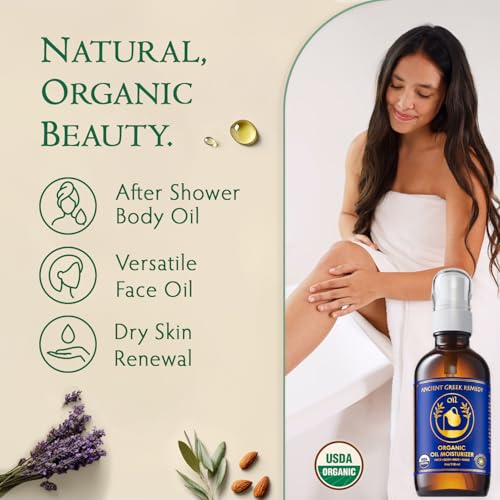 Organic Body & Face Oil for Dry Skin, Hydrating After Shower Moisturizer