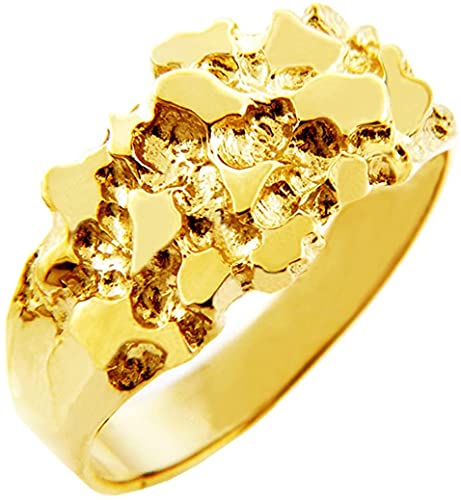 10K Yellow Gold Men's Nugget Ring - The Knight - Size 12