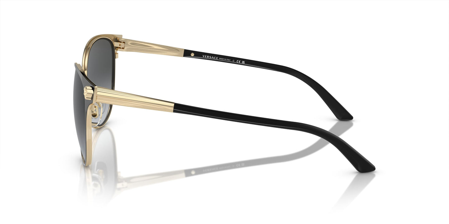 Versace Woman Sunglasses Black/Pale Gold Frame, Grey Gradient Lenses, 57MM