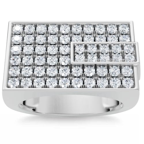 P3 POMPEII3 Pompeii Men's 1CT Diamond Rectangle Cluster Ring 10k Gold Lab Grown - Size 6.5 (F/G,VS1-VS2)