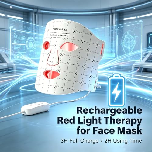 GIHWRRI LED Light Therapy Mask, 7-Color Red Light Therapy for Face