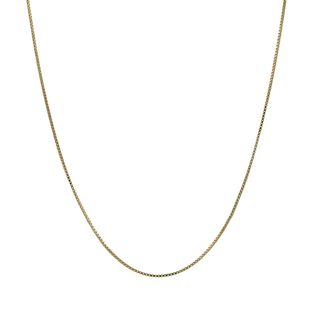 Honolulu Jewelry Company 14K Thin Real Solid Yellow Gold 0.5mm Box Chain Necklace Spring-Ring Clasp - 16 Inches