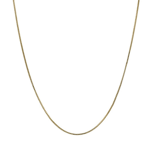 Honolulu Jewelry Company 14K Thin Real Solid Yellow Gold 0.5mm Box Chain Necklace Spring-Ring Clasp - 16 Inches