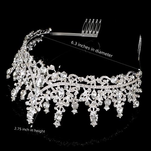 CURASA Silver Tiara and Crowns for Women Crystal Queen Crown, Wedding Tiaras for Bride Princess Crown Headpiece for Bridal Birthday Party Prom Pageant