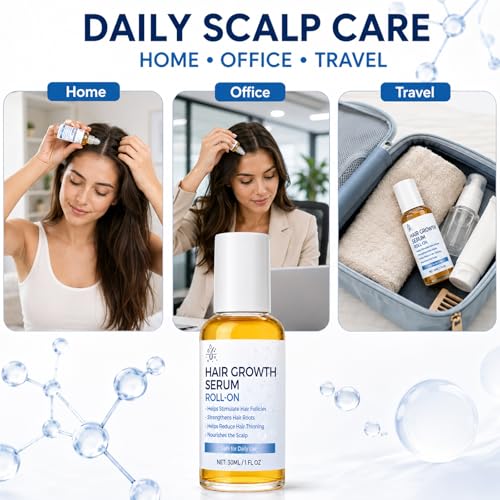 Hair Growth Serum Roll On 30ml with Rosemary Oil Redensyl AnaGain Fast Absorbing Scalp Care Hair Growth Serum Roll On for Thinning Hair and All Types