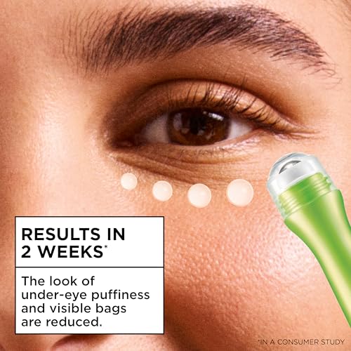 Garnier Clearly Brighter Anti-Puff Eye Roller, Dark Circles Under Eye Treatment with Caffeine and Vitamin C, 0.5 Fl Oz (15mL), 1 Count (Packaging May Vary)