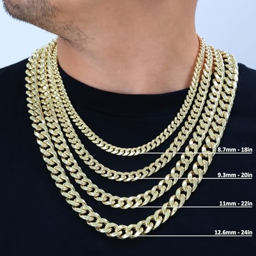 Nuragold 14K Real Yellow Gold Miami Cuban Lightweight Link Chain Necklace 16"-30" (3mm-12.6mm) Italian Jewelry for Men & Women - 3mm,20"