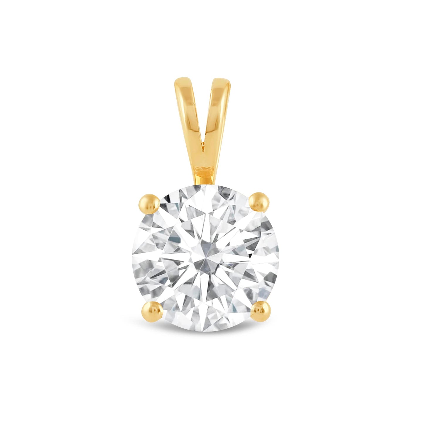 Everyday Elegance Solid 14K Yellow Gold Cubic Zirconia Solitaire Pendant for Women in Round Cut | 2 CTW CZ | With Gift Box