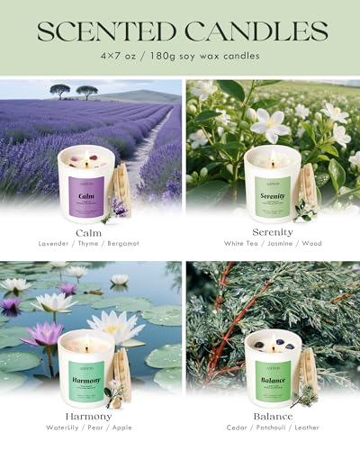 AOOVOO Calm Candles Set for Women - 4 Pack Soy Candles for Home Scented
