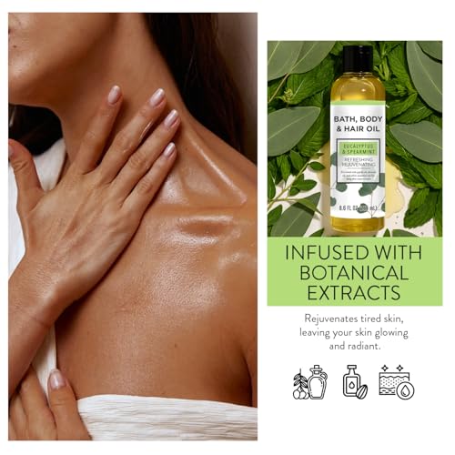 Autumn Shower Bath Oil Body Oil with Shea Butter, Lavender, Eucalyptus Mint, Coconut Scent Bath Oils, Gifts for Women, 34.4 fl oz (Pack of 4)
