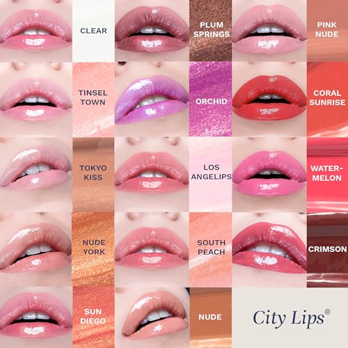 City Beauty City Lips Clear - Plumping Lip Gloss - Hydrate & Volumize - High Shine Lip Plumper - Hyaluronic Acid & Peptides Visibly Smooth Lip Wrinkles - Cruelty-Free (Clear, Pack of 1)