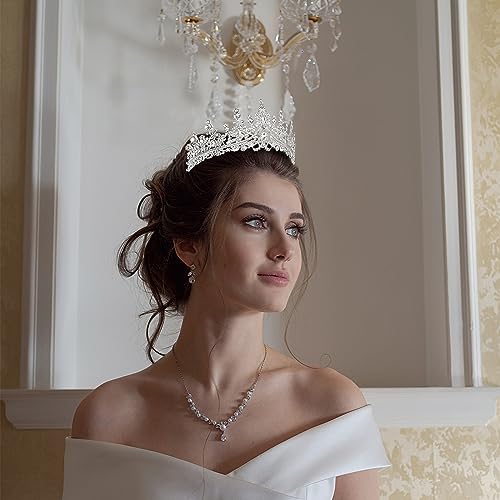 CURASA Silver Tiara and Crowns for Women Crystal Queen Crown, Wedding Tiaras for Bride Princess Crown Headpiece for Bridal Birthday Party Prom Pageant