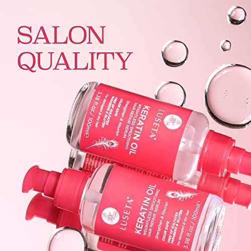 Luseta Keratin Hair Oil Serum for Dry Damaged Color Treated Hair 3.38 oz