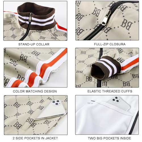 Aeeleire Track Suits for Men Set Plaid Tracksuit Mens Sweatsuits 2 Piece Sport Jogger Sweat Suits Clothes Jogging Outfits Khaki JM-A05-L