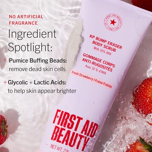 First Aid Beauty KP Bump Eraser Scrub, 10% AHA, 2 oz, Fresh Strawberry