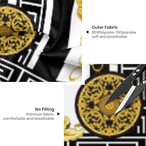 Erdomir Mens Luxury Sweatpants Black Gold Chain Print Pants Baroque Casual Design Joggers with Drawstrings L