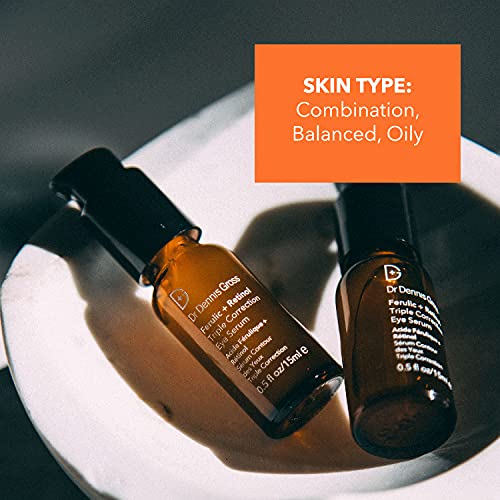 Dr Dennis Gross Ferulic + Retinol Triple Correction Eye Serum: for Wrinkles, Loss of Elasticity, and Rough Texture, 0.5 fl oz
