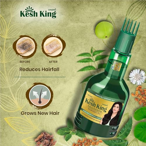 Kesh King Ayurvedic Hair Oil | Herbal Oil with Bhringraj & Amla | Enhance Hair Growth | Reduce Hairfall | Nourishes Scalp | Provides Long & Thick Hair | 10.14 Fl Oz/300ml