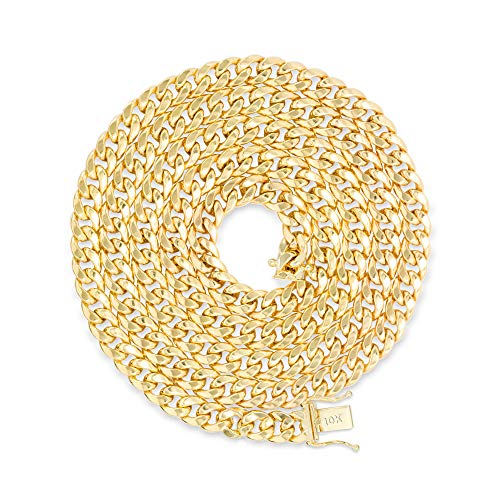 Nuragold 10k Real Yellow Gold Miami Cuban Link 5mm Chain Italian Necklace - 24"