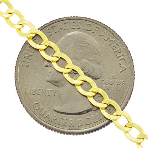Nuragold 10k Real Yellow Gold Cuban Curb Link 3.5mm Chain Necklace, 16"-30" - 22"