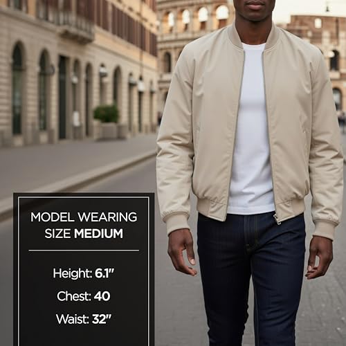 Michael Kors Men's Lightweight Bomber Jacket, Wind and Water Resistant, Dune, X-Large